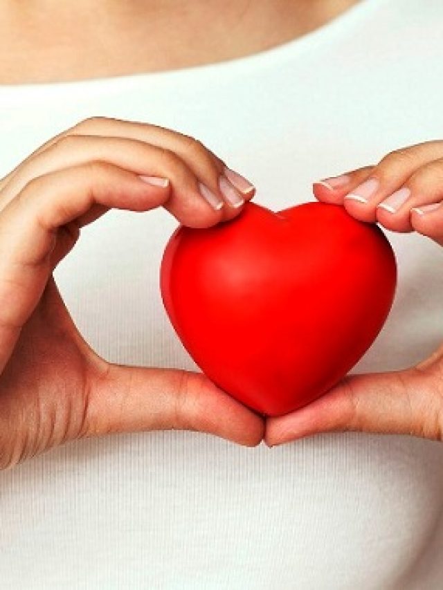 Holding heart, vertical