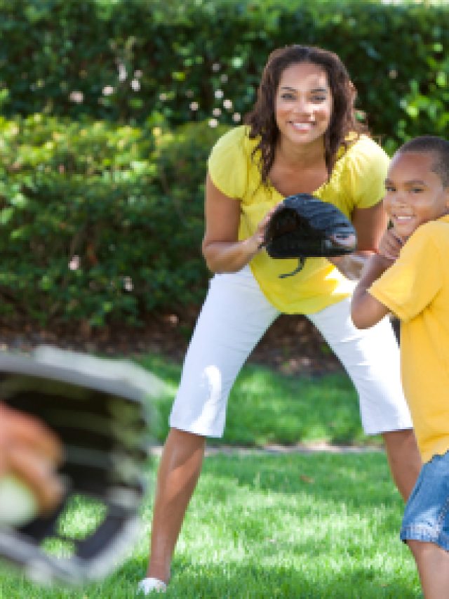 African American Family Playing Baseball
