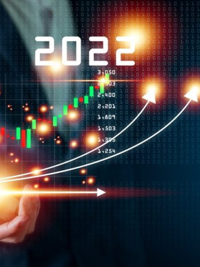 Plan business growth in year 2022 concept. Businessman plan and increase of positive indicators in his business, Growing up business concepts.