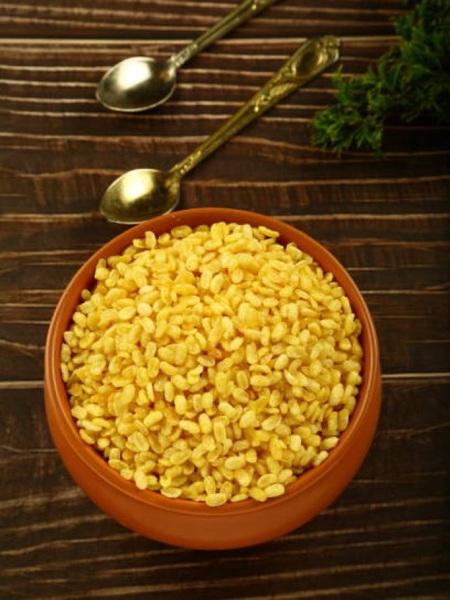 Delicious Indian traditional snack food- baked moong dal.