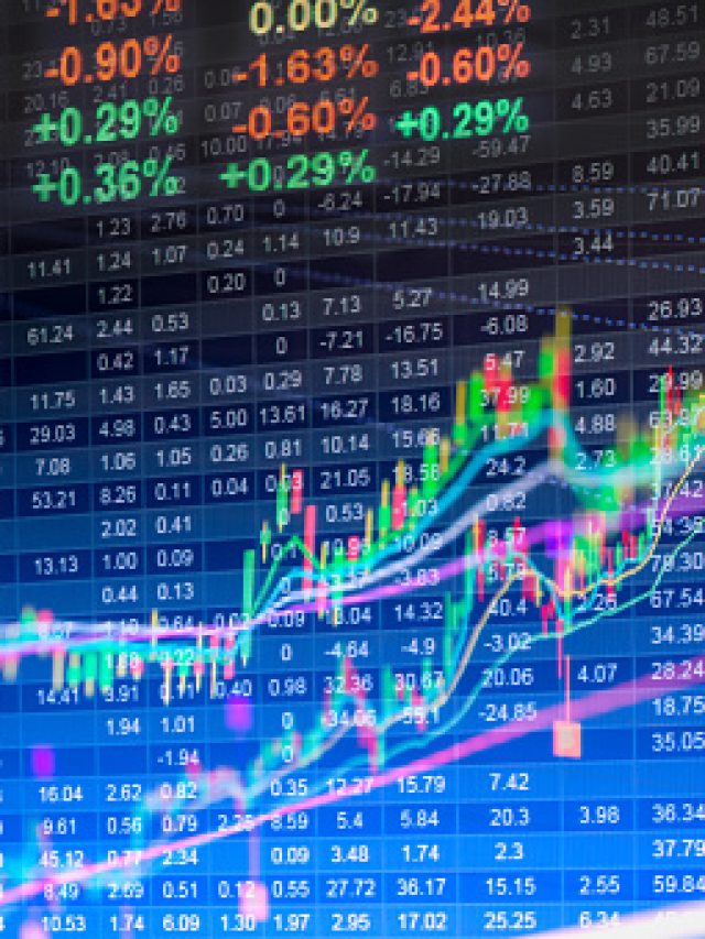 Financial data on a monitor,Stock market data on LED display concept